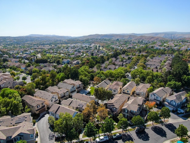 Aerial view of masterplanned community Ladera Ranch South Orange County California