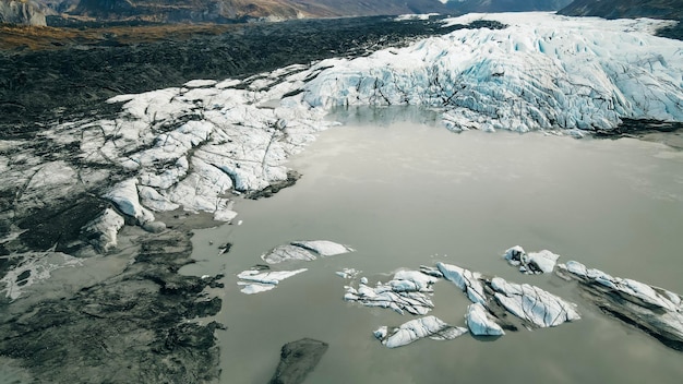 Aerial view of Matanuska Glacier State Recreation Area in Alaska. High quality photo