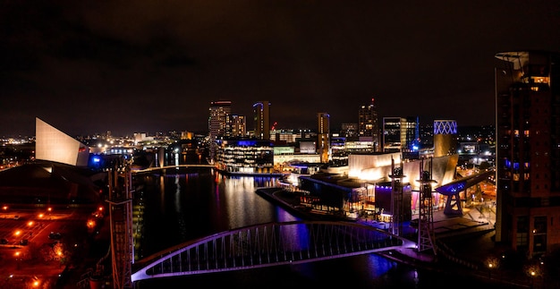 Aerial view of the media city district in manchester uk