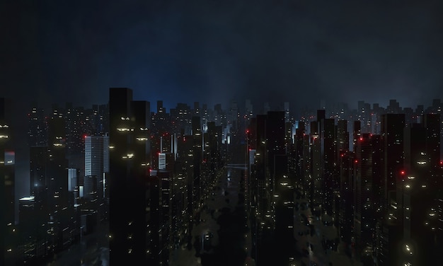 Aerial view of mega city at night