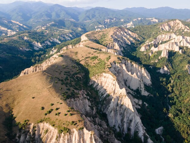 Aerial view of Melnik sand pyramids Bulgaria