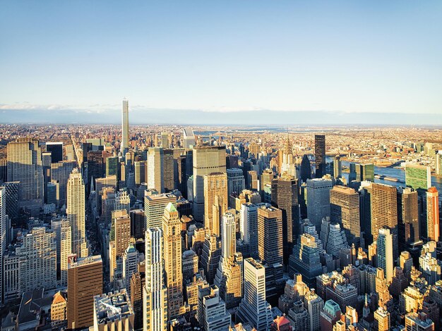 Aerial view of Midtown Manhattan, NY, America.