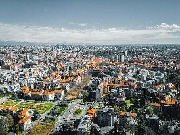 Aerial view of Milan city skyline