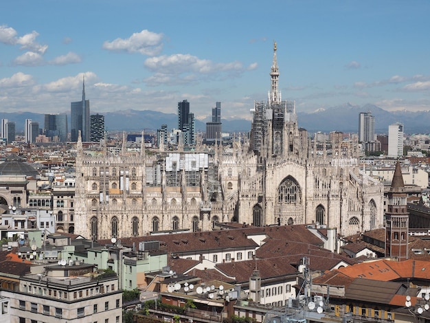 Aerial view of Milan Italy