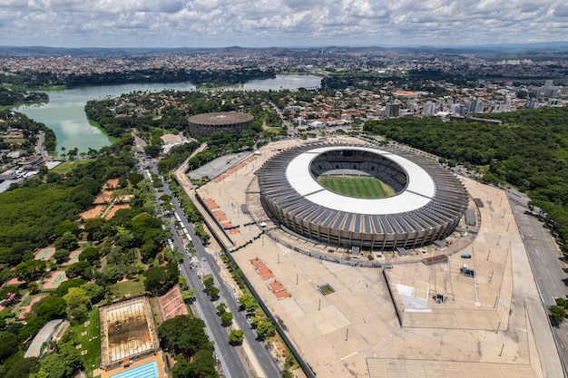 Belo Horozonte Minas Gerais Brazil에 있는 Mineirao 경기장의 항공 보기