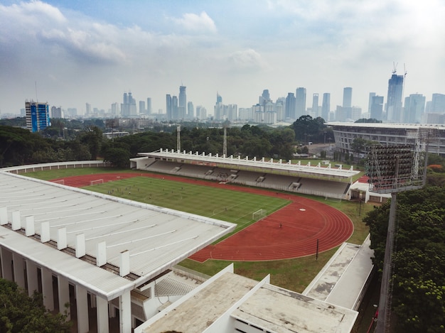 Aerial view of mini football field