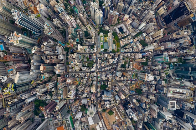 Aerial view of modern buildings in city