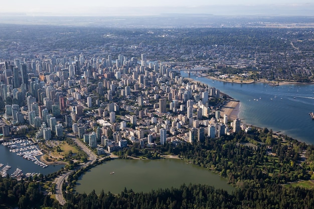 Aerial View of a Modern Downtown City Vancouver British Columbia Canada