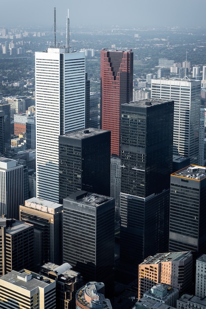 Photo aerial view of modern skyscrapers and office buildings in toronto financial district