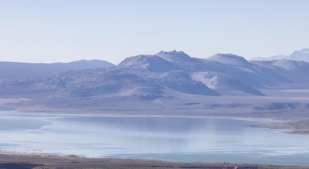 Aerial view of mono lake near lee vining california