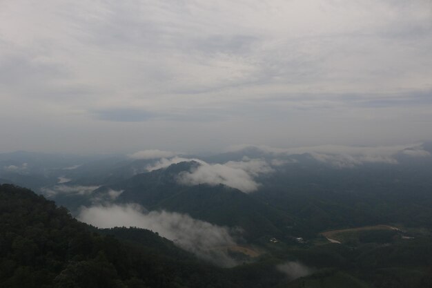 Aerial view of mountains against sky