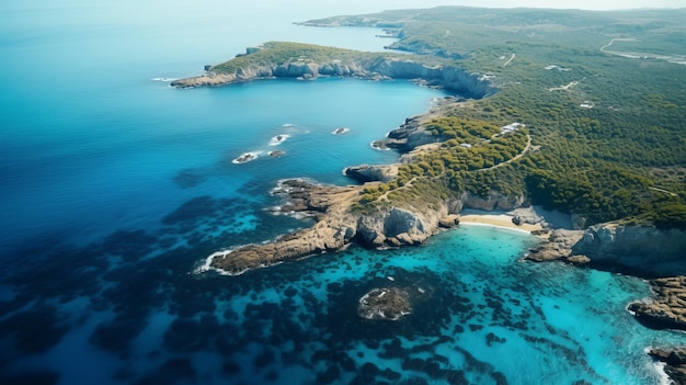 Photo aerial view of narrow coast and beaches in mallorca