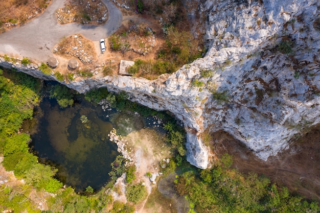 Aerial view nature landscape mountain rock and high cliff stone