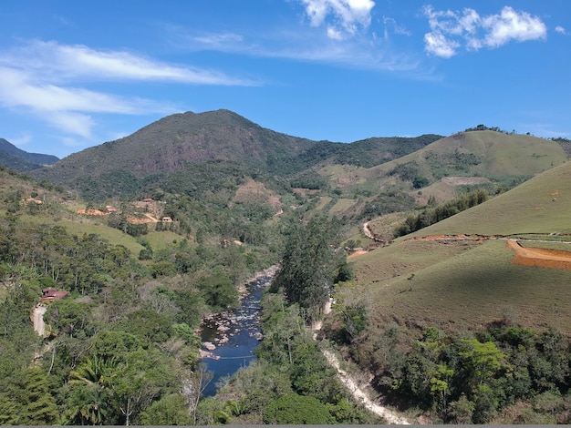 Aerial view of nature in Lumiar, Nova Friburgo, Rio de Janeiro. Drone photo.