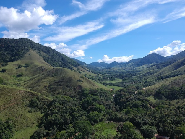 Aerial view of nature in Sana, MacaÃÂ©, mountain region of Rio de Janeiro. Drone photo.