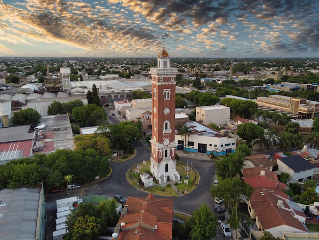 Aerial view of the neighborhood of villa adelina carapachay and the ader tower