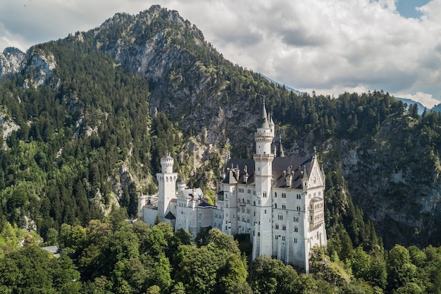 Aerial view of Neuschwanstein castle in Bavaria