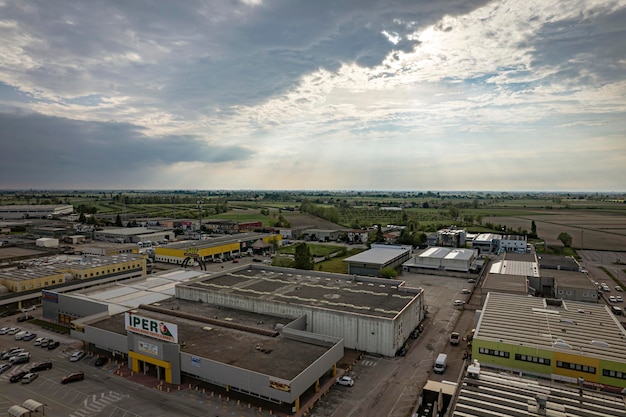 Aerial View of Northern Italy Industrial Park