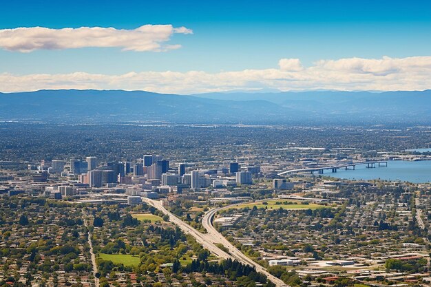 Aerial view of oakland and the san francisco bay area from the southeast