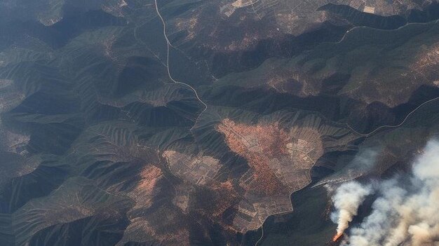 Фото Воздушный вид пожара карра и фергюсона в северной калифорнии