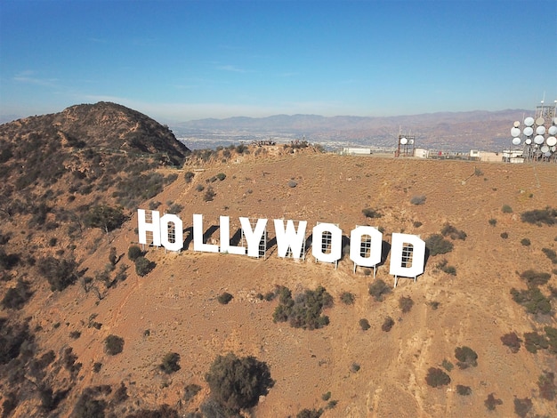 Фото Вид с воздуха на голливудский знак калифорния сша