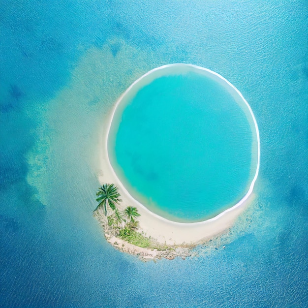 写真 ビーチと海のある島の空撮 海の風景の鳥瞰図