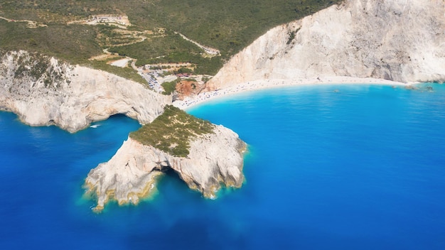 사진 porto katsiki 해변 lefkada 그리스의 공중 보기