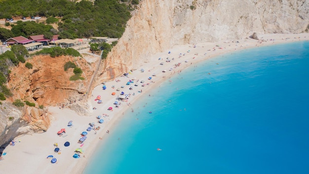 사진 porto katsiki 해변 lefkada 그리스의 공중 보기