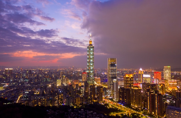 Фото Аэрофотоснимок тайвань сити горизонт, тайбэй города, тайвань