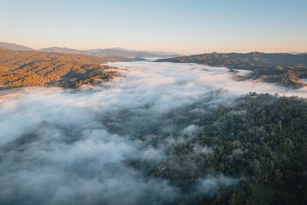 写真 空から見た空に照らされた町の景色