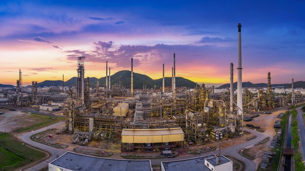 Aerial view of Oil refinery Panorama of Oil Industry