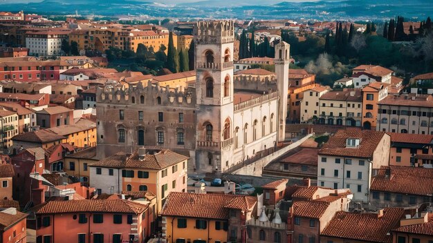 Aerial view of the old buildings that showcase western europes architecture in siena italy