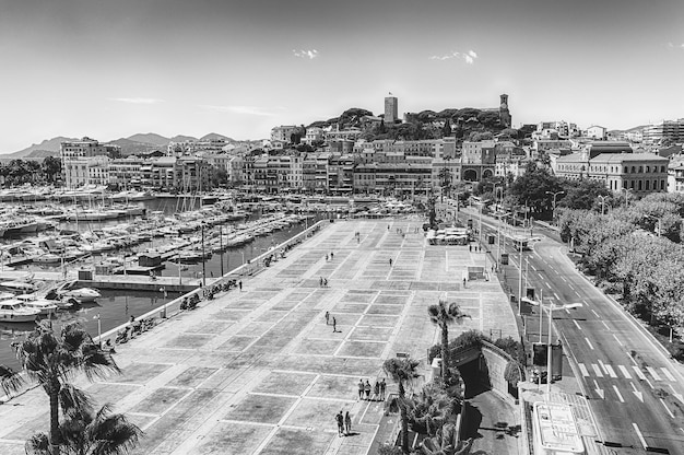 Aerial view over the Old Harbor Cannes Cote d'Azur France