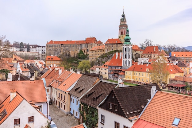 Вид с воздуха на старый город Чески-Крумлов, Чешская Республика. Всемирного наследия ЮНЕСКО.