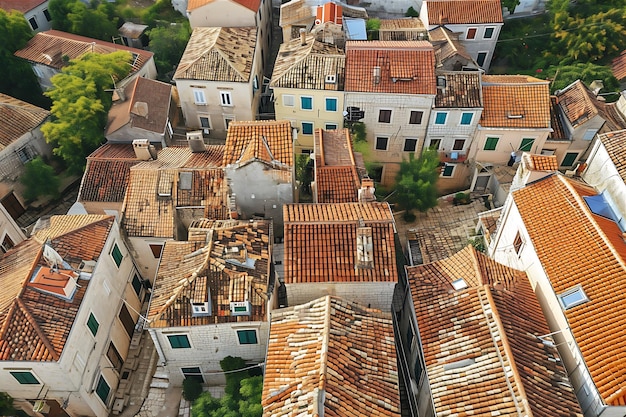 Aerial View of an Old Town in Croatia