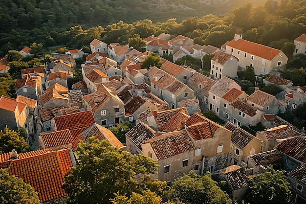 Photo aerial view of an old town in croatia