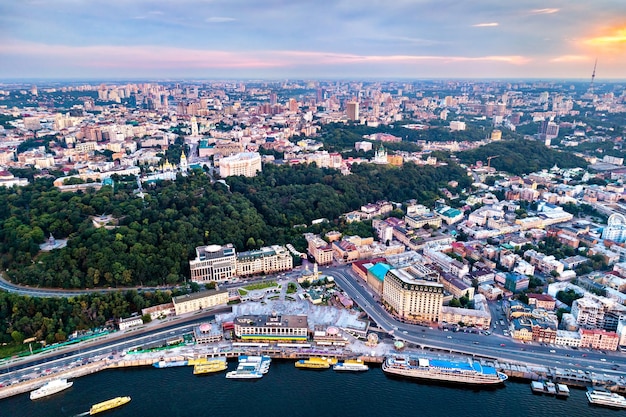 Aerial view of the old town of kiev ukraine