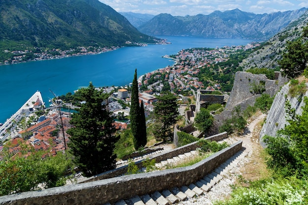 Aerial view of the old town of Kotor, Montenegro