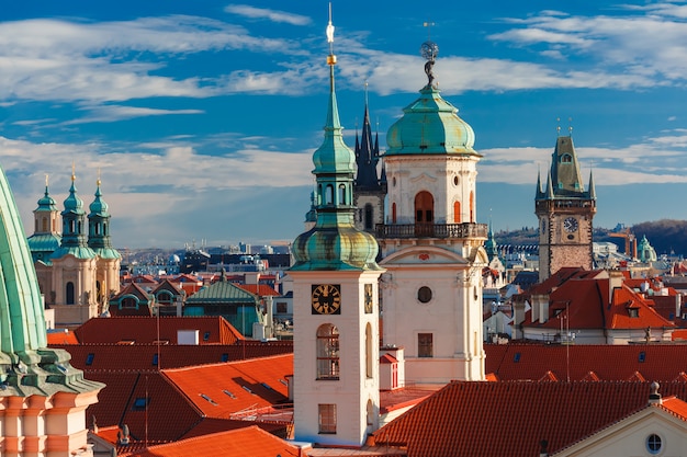 Aerial view over Old Town, Prague, Czech Republic