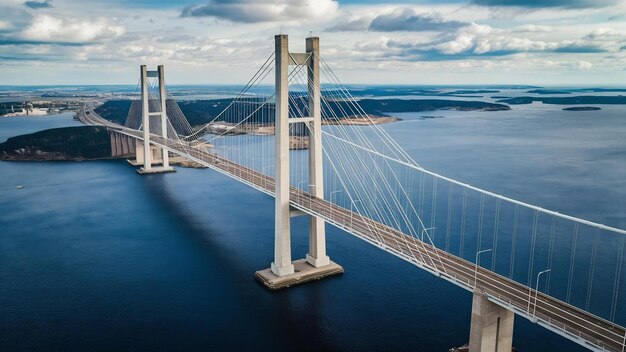 Photo aerial view of the oresund bridge between denmark and sweden oresundsbron