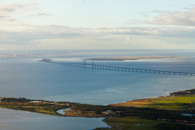 Aerial view of Oresund bridge