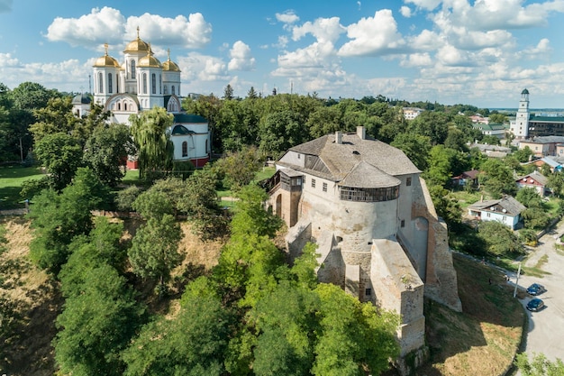 Aerial view of Ostroh Castle in Ostroh town Rivne region Ukraine