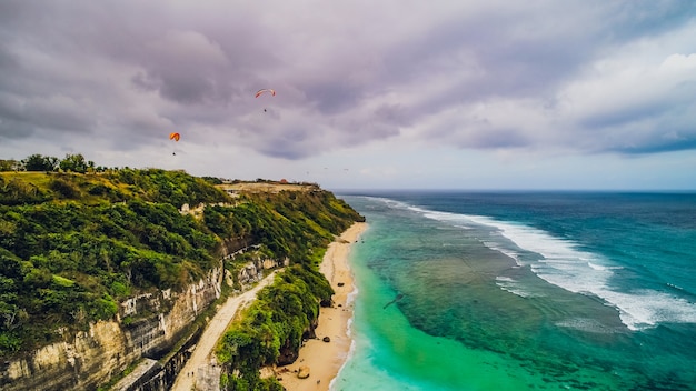 Aerial view Pandawa beach.