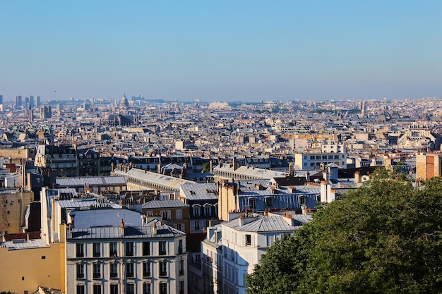 Aerial view of Paris from the Butte Montmartre France