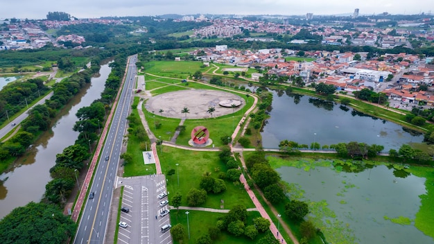 Aerial view of Parque das Aguas in Sorocaba Brazil