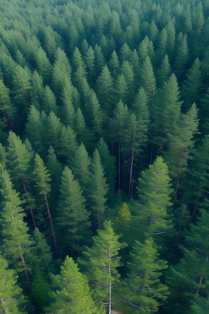 Premium AI Image | Aerial View of Pine Trees