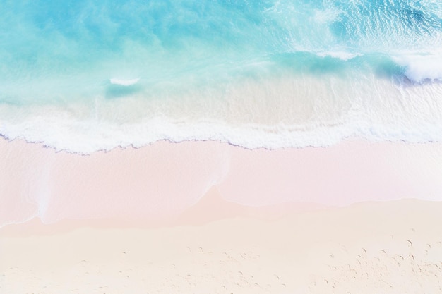 Photo aerial view of pink beach and blue ocean wave