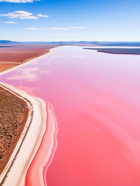 Photo aerial view of the pink lakes of south australia
