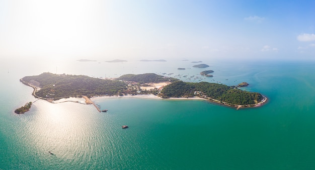 Aerial view of pirate island, Dao Hai Tac, in the southern coast of Vietnam