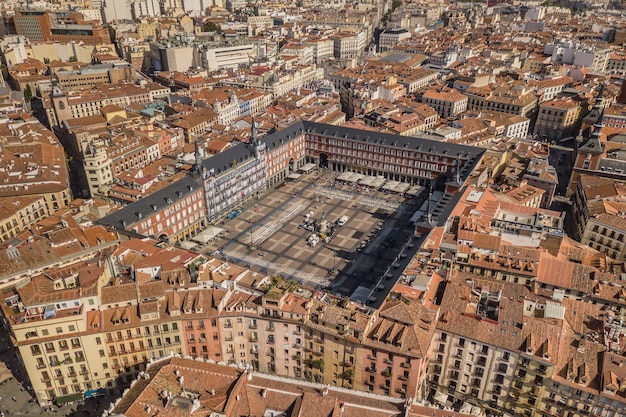 Aerial view of Plaza Mayor in Madrid